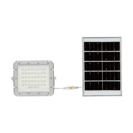 10W LED Solar Floodlight 4000K Replaceable Battery 3m Wire White Body