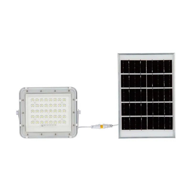 10W LED Solar Floodlight 4000K Replaceable Battery 3m Wire White Body