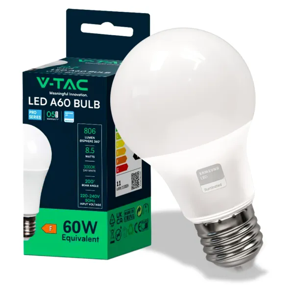 LED Bulb Samsung Chip 8.5W E27 A58 Plastic 3000K
