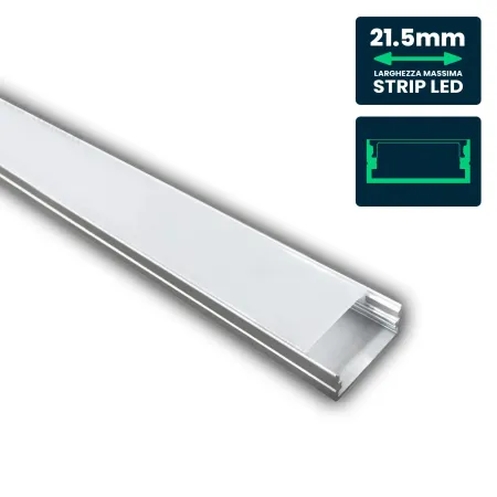 LED Strip Mounting Kit with Diffuser Aluminum 2000* 23.5*10mm Milky