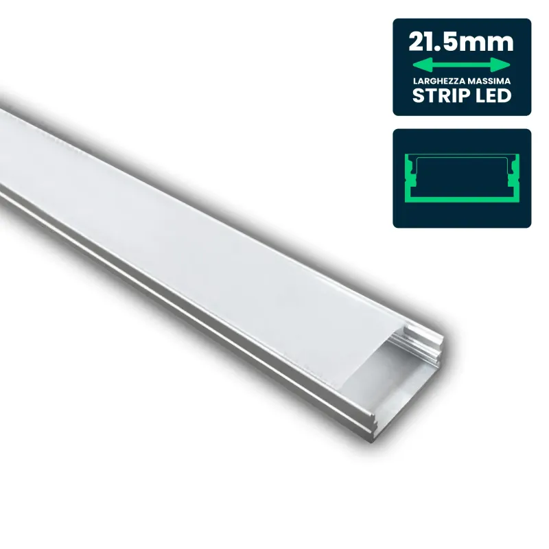 LED Strip Mounting Kit with Diffuser Aluminum 2000* 23.5*10mm Milky