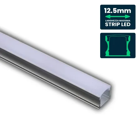 LED Strip Mounting Kit with Diffuser Aluminum 2000* 17.2*15.5mm Milky