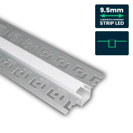 LED Strip Mounting Kit with Diffuser Aluminum Milky Gypsum Narrow 2000mm