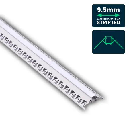 LED Strip Mounting Kit with Diffuser Aluminum Milky Gypsum Outer Corner 2000mm