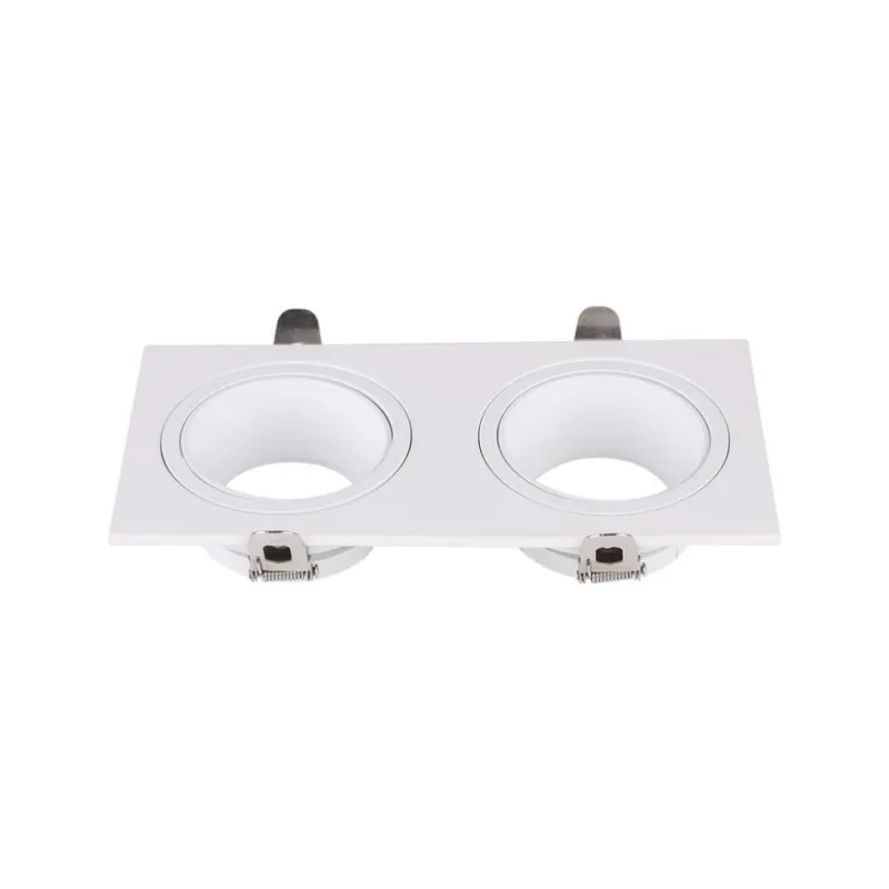 GU10 2 Head Spotlight Fitting Iron+PC White+White