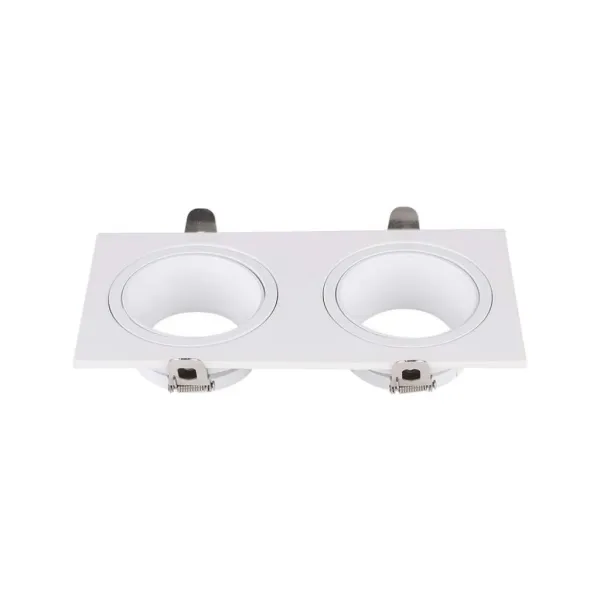 GU10 2 Head Spotlight Fitting Iron+PC White+White