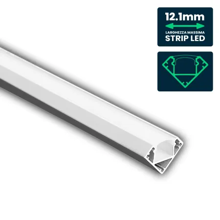 LED Strip Mounting Kit with Diffuser Aluminum 2000* 19*19mm White Housing