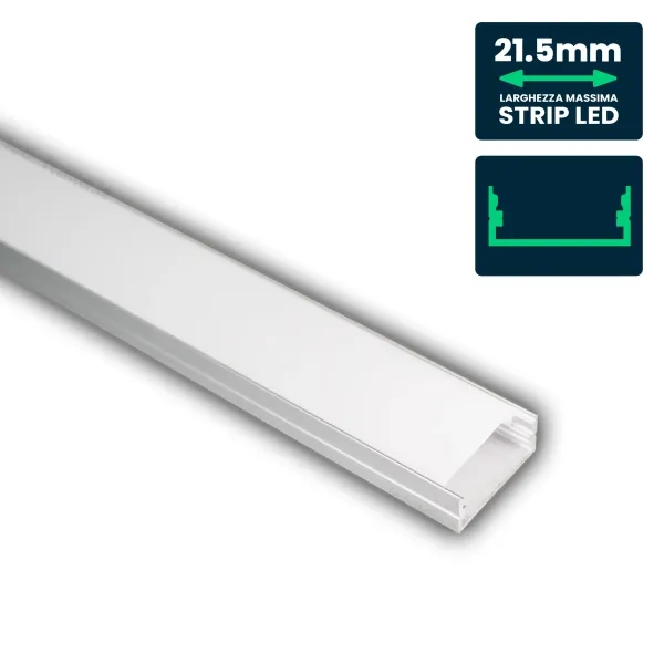 LED Strip Mounting Kit with Diffuser Aluminum 2000* 23.5*10mm White Housing