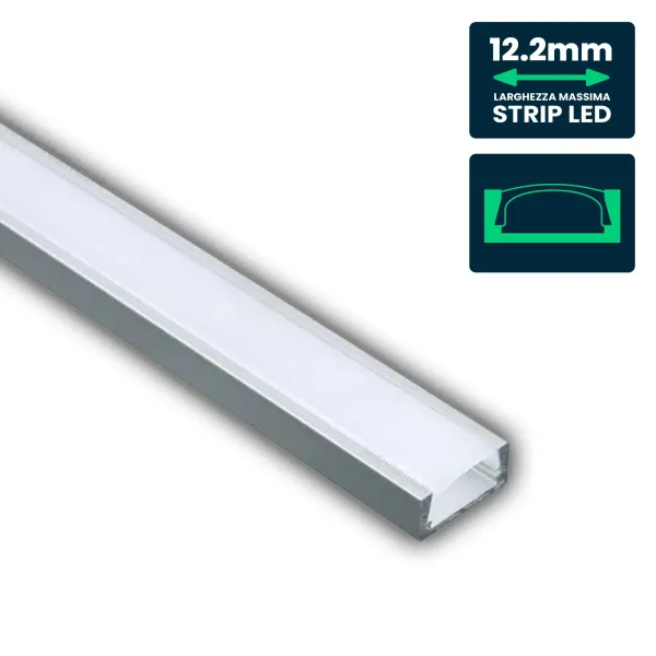 LED Strip Mounting Kit with Diffuser Aluminum 2000*16*7mm Milky