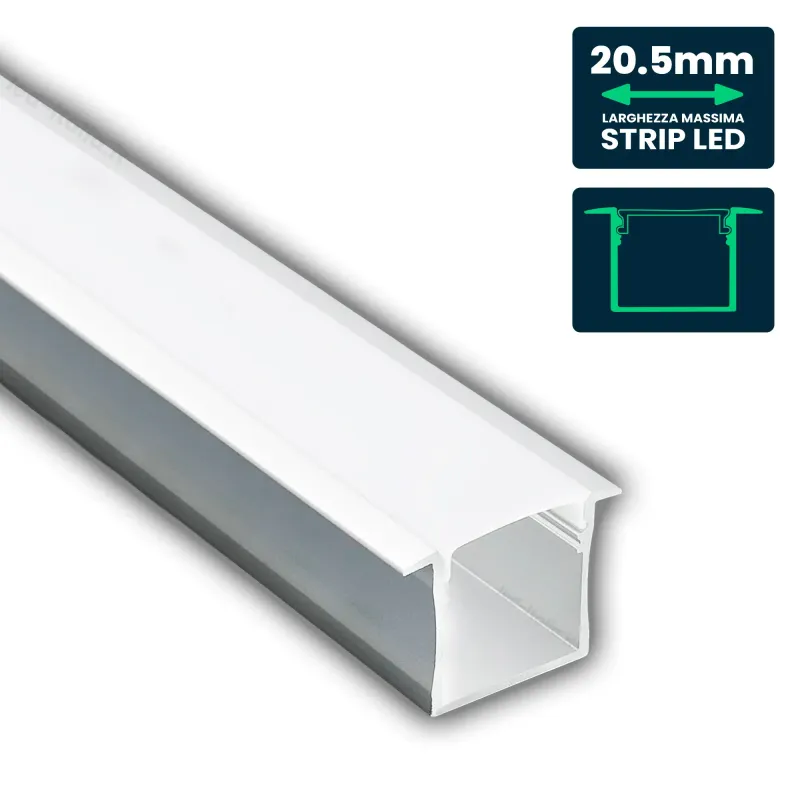 LED Strip Mounting Kit with Diffuser Aluminum 2000*30*20mm Milky