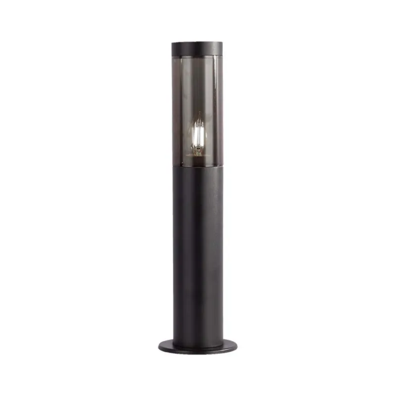 Bollard Garden Light Fitting E27 (76mmx119x450mm) Smoke Plastic/SS Black Body IP44
