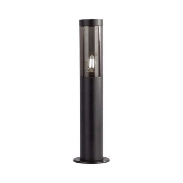 Bollard Garden Light Fitting E27 (76mmx119x450mm) Smoke Plastic/SS Black Body IP44