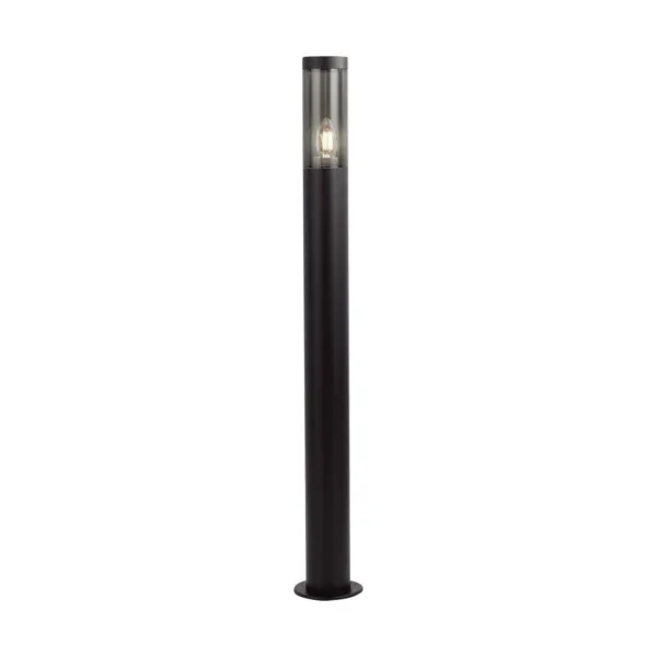 Bollard Garden Light Fitting E27 (76mmx119x1000mm) Smoke Plastic/SS Black Body IP44