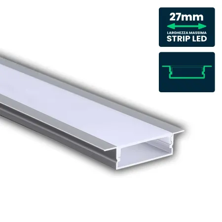 Led Strip Mounting Kit With Diffuser Aluminum 2000*30*10mm Silver Body