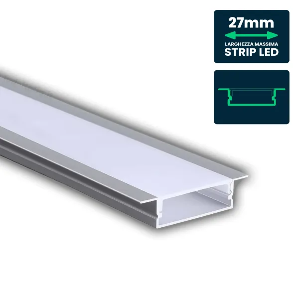 Led Strip Mounting Kit With Diffuser Aluminum 2000*30*10mm Silver Body