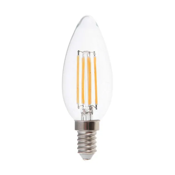 LED Bulb - 6W Filament E14 Clear Cover Candle 3000K 130LM/W