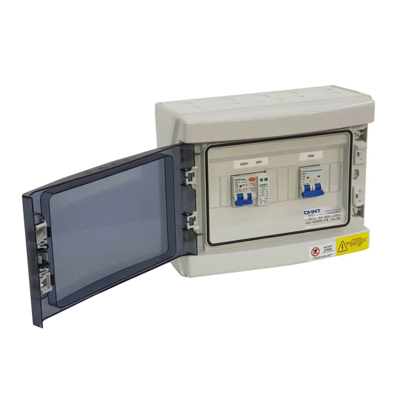Quadro AC Monofase 6kW 32A 230V 12 Moduli Entra/Esci + SPD + PG IP65