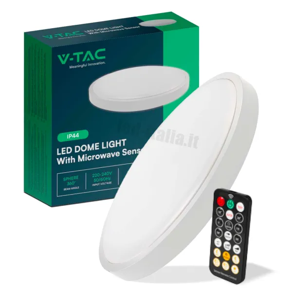 24W LED Dome Light Round Microwave Sensor White Frame 3000K IP44