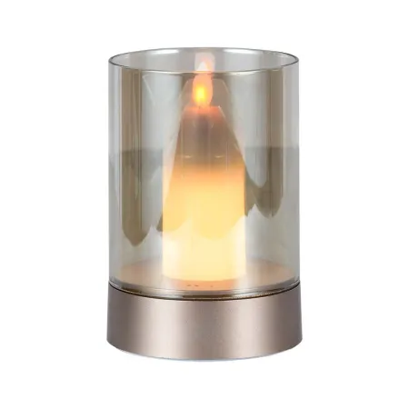 2W LED Candle Table Lamp 3000K Champagne Gold + Amber Glass