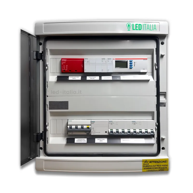 Quadro AC Trifase 20kW Doppio Inverter 32A 400V 36 Moduli Differenziale + SPD + Entra/Esci + Sgancio + Portafusibili + SPI CEI 0