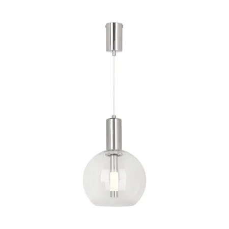 5W LED Pendant Chandelier with Contemporary Design with Transparent Glass Sphere 200*1905mm Steel Color Elegant Finish 3000K