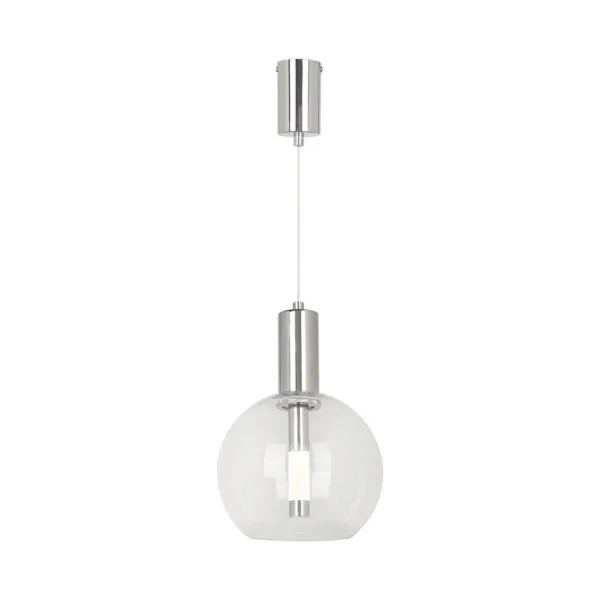 5W LED Pendant Chandelier with Contemporary Design with Transparent Glass Sphere 200*1905mm Steel Color Elegant Finish 3000K