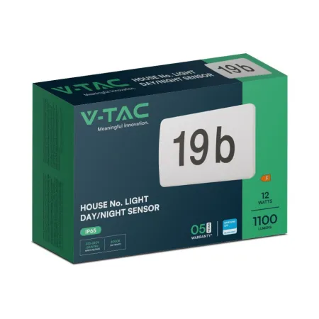 V-TAC PRO Applique LED da Esterno Chip Samsung 12W Rettangolare Segna Civico 4000K IP65 2