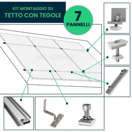 Kit Struttura per 7 Pannelli 30mm su Tetto con Tegole