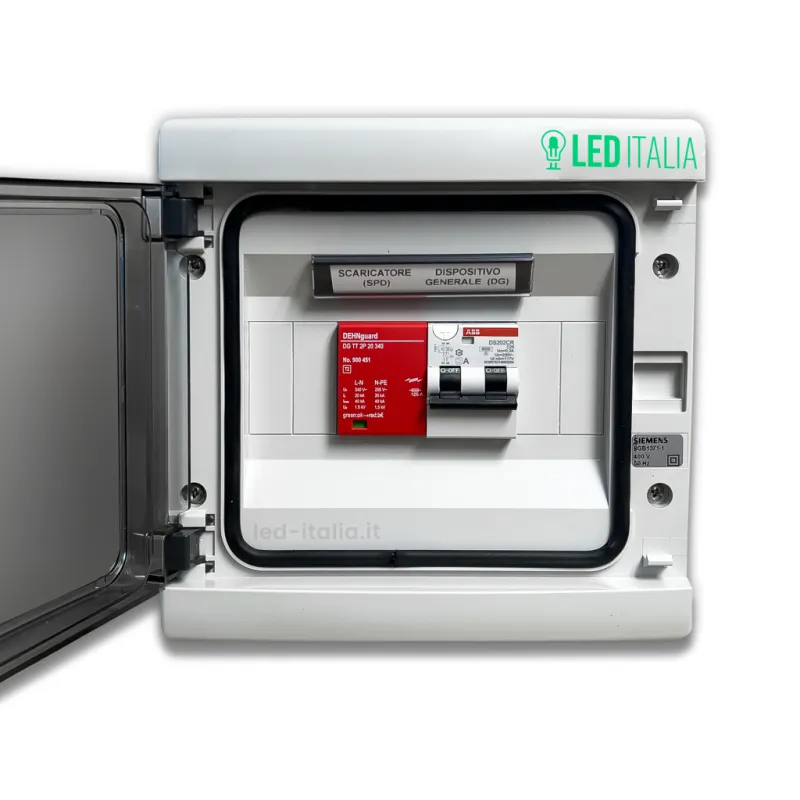 Quadro AC Monofase 4kW 20A 230V 8 Moduli Differenziale + SPD ABB / DEHN IP65
