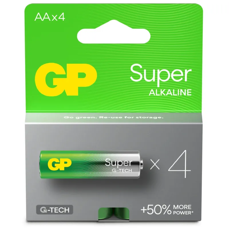 Batteria Super Alcalina 1,5V Stilo AA / 15A-2U4 / LR6 (Confezione 4 Pezzi)