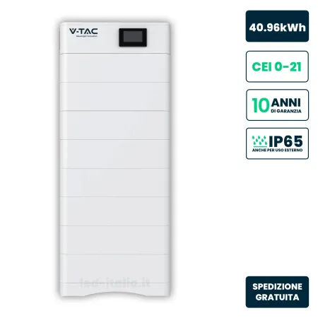Kit Accumulo HV 40.96kWh LFP 409.6V 100Ah 50A BMS CEI 0-21 Bianco IP65
