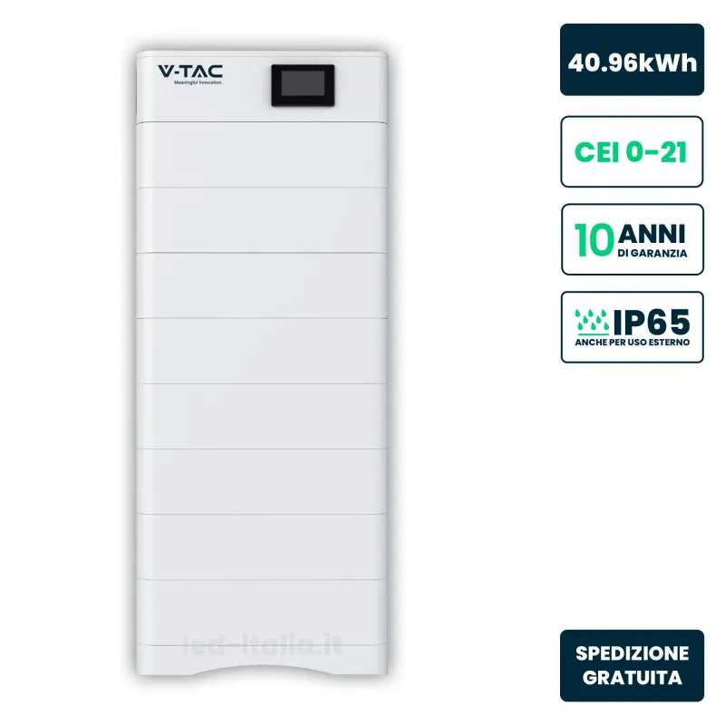 Kit Accumulo HV 40.96kWh LFP 409.6V 100Ah 50A BMS CEI 0-21 Bianco IP65