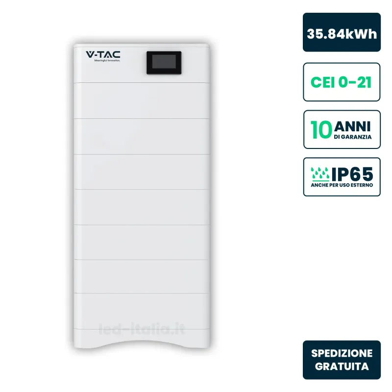 Kit Accumulo HV 35.84kWh LFP 358.4V 100Ah 50A BMS CEI 0-21 Bianco IP65