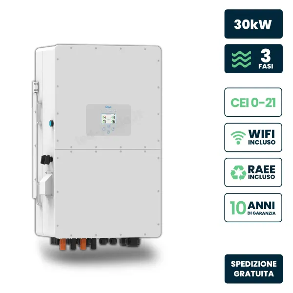 Inverter Ibrido Trifase HV Deye 30kW WiFi CEI 0-21 Bianco IP65