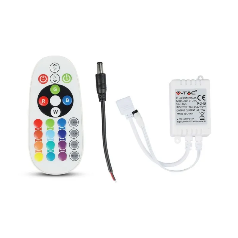 Infrared Controller with Remote Control 24 Buttons Round (RGB Strip LED)