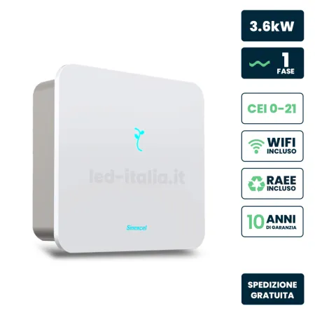 Inverter Ibrido Monofase LV Sinexcel 3,6kW WiFi CEI 0-21 Bianco IP65