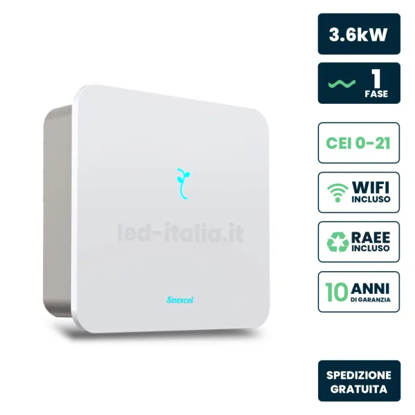 Inverter Ibrido Monofase LV Sinexcel 3,6kW WiFi CEI 0-21 Bianco IP65