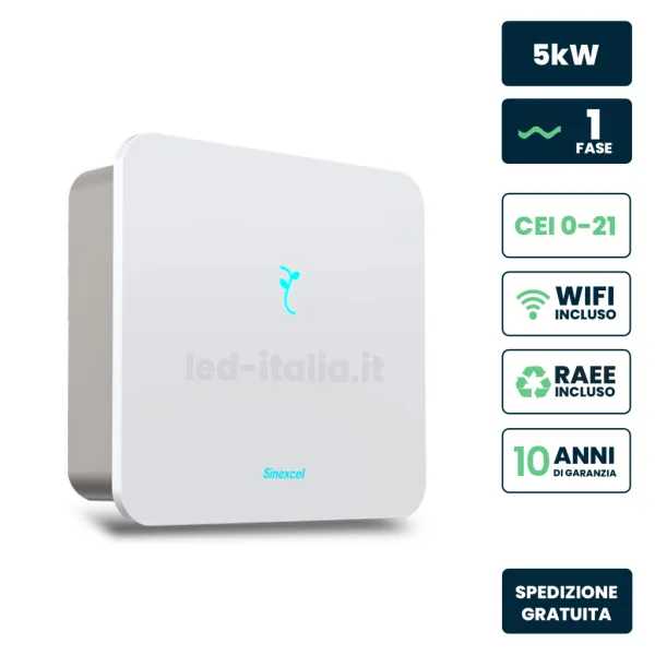 Inverter Ibrido Monofase LV Sinexcel 5kW WiFi CEI 0-21 Bianco IP65