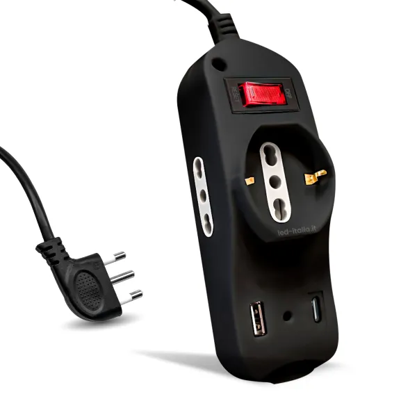1.5M EXTENSION ITALIAN SOCKET PLUG W/ USB & TYPE C FAST CHARGER - 3PIN