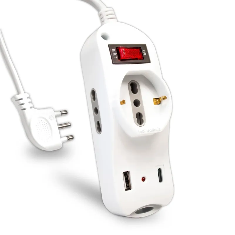 1.5M EXTENSION ITALIAN SOCKET W/ USB & TYPE C FAST CHARGER - 3PIN