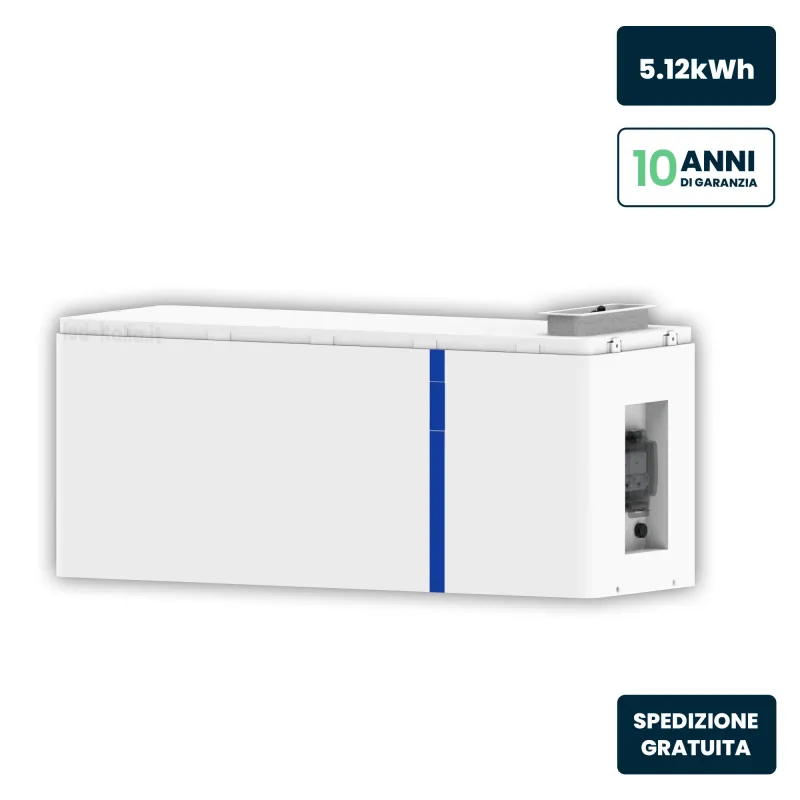 Batteria di Accumulo Impilabile Deye Bassa Tensione LV 5.12kWh LiFePO4 per Kit All-In-One (SKU 12190) CEI 0-21 51.2V 100Ah Garan