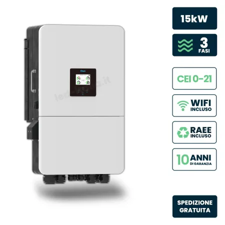 Inverter Ibrido Trifase LV Deye 15kW WiFi CEI 0-21 Bianco IP65