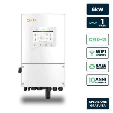 Inverter Ibrido Trifase LV Solis 6kW WiFi CEI 0-21 Bianco IP66