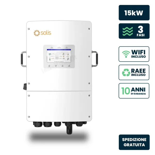 Inverter Ibrido Trifase LV Solis 15kW WiFi CEI 0-21 Bianco IP66