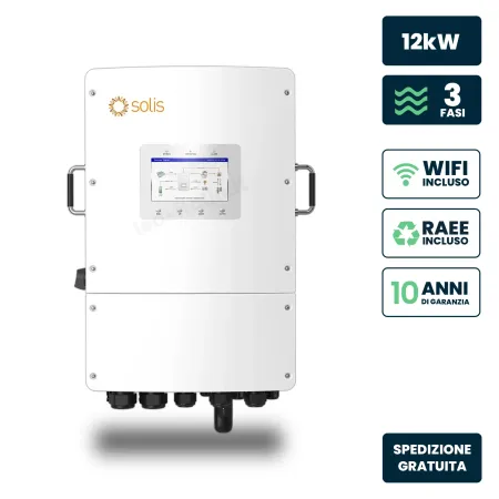 Inverter Ibrido Trifase LV Solis 12kW WiFi CEI 0-21 Bianco IP66