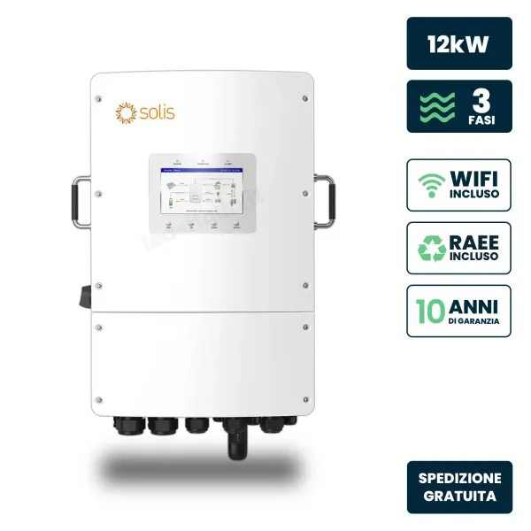 Inverter Ibrido Trifase LV Solis 12kW WiFi CEI 0-21 Bianco IP66