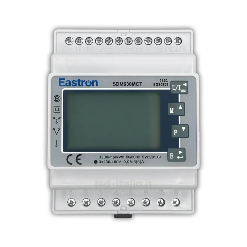 Meter Trifase Eastron con CT Esterno e RS485 Modbus, Contatore Bidirezionale per Sistemi Fotovoltaici con Inverter Deye e Solis,