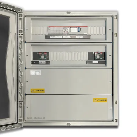 Quadro AC Trifase 50kW 100A 400V 4x24 Moduli Differenziale Tarabile + SPI CEI 0-21 ABB / DEHN IP65