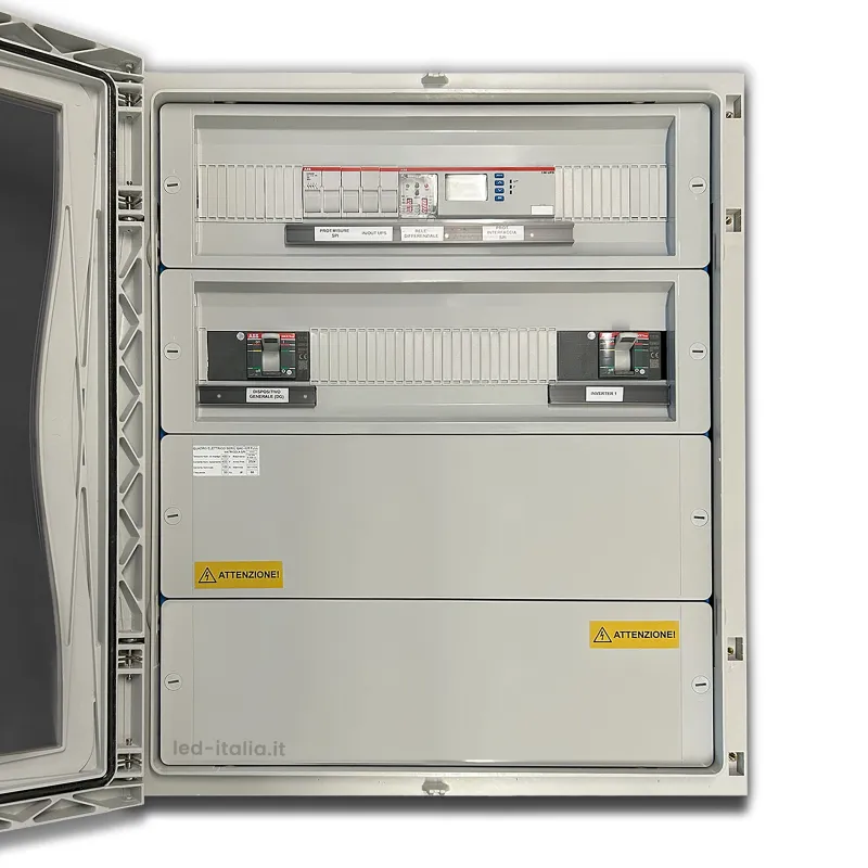 Quadro AC Trifase 50kW 100A 400V 4x24 Moduli Differenziale Tarabile + SPI CEI 0-21 ABB / DEHN IP65