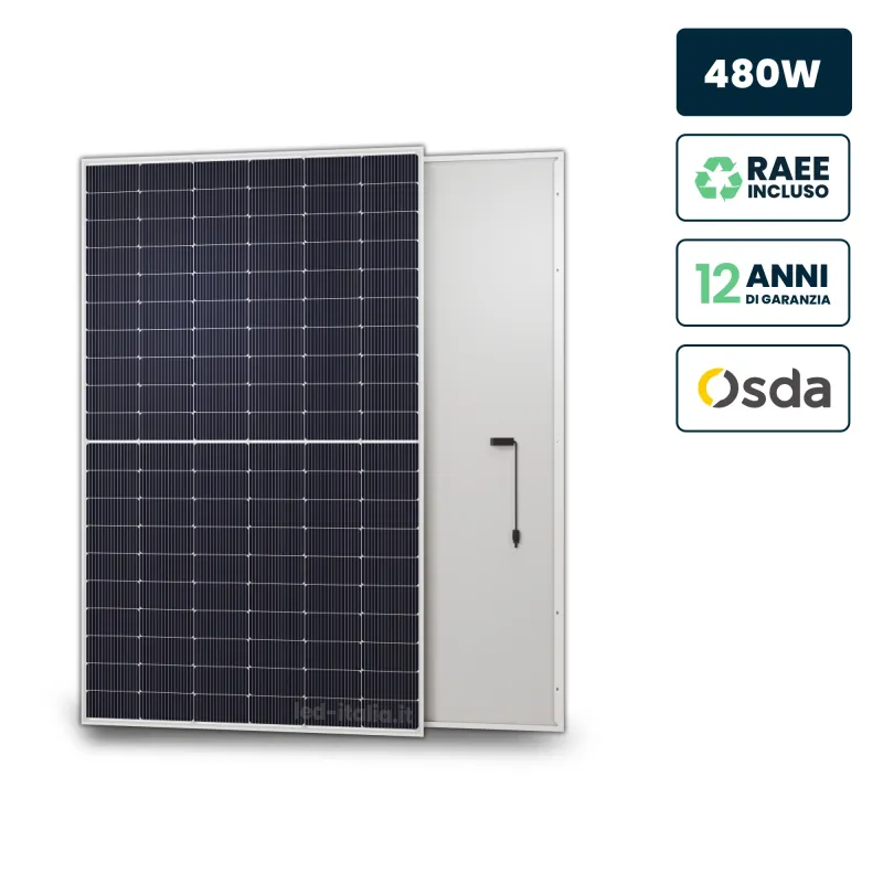 Pannello Solare Fotovoltaico Modulo 480W OSDA Solar TIER-1 Monocristallino N-Type TOPCon Silver Frame IP67/IP68 1903x1134x30mm